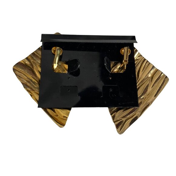 Vintage Gold Winged Clip On Earrings Dead Stock Earrings - Picture 3 of 4